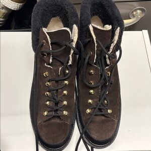 Vicini Brown Lace Up Boots with Black Trim